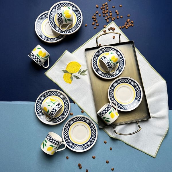 Porser Blue Zest limon Pure 12 Parça Kahve Takımı