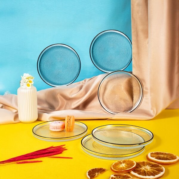 Fecra Loren 6'lı Pasta Tabağı Seti Siyah Fileli 16 Cm