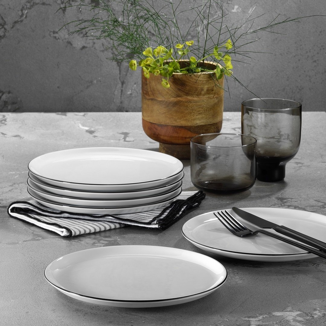 Porland 6'lı Modern Siyah Fileli Pasta Tabağı Seti