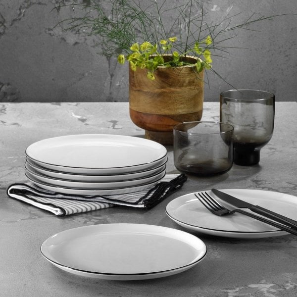 Porland 6'lı Modern Siyah Fileli Pasta Tabağı Seti