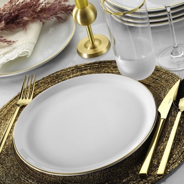 Porland 6'lı Modern Altın Fileli Servis Tabağı Seti