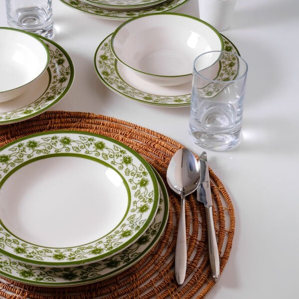 Güral Porselen Yonca 24 Parça Yemek Takımı Yeşil 8321