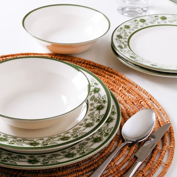 Güral Porselen Yonca 24 Parça Yemek Takımı Yeşil 8321