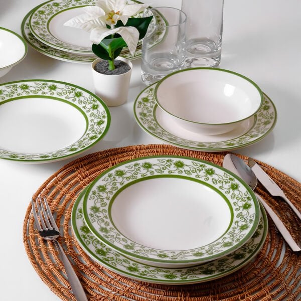 Güral Porselen Yonca 24 Parça Yemek Takımı Yeşil 8321