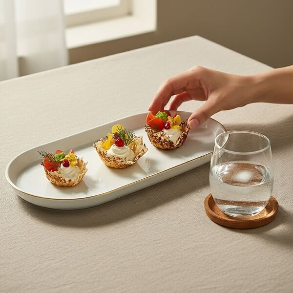 Güral Porselen Bilbao Gold Fileli Kayık Tabak 33x21 Cm