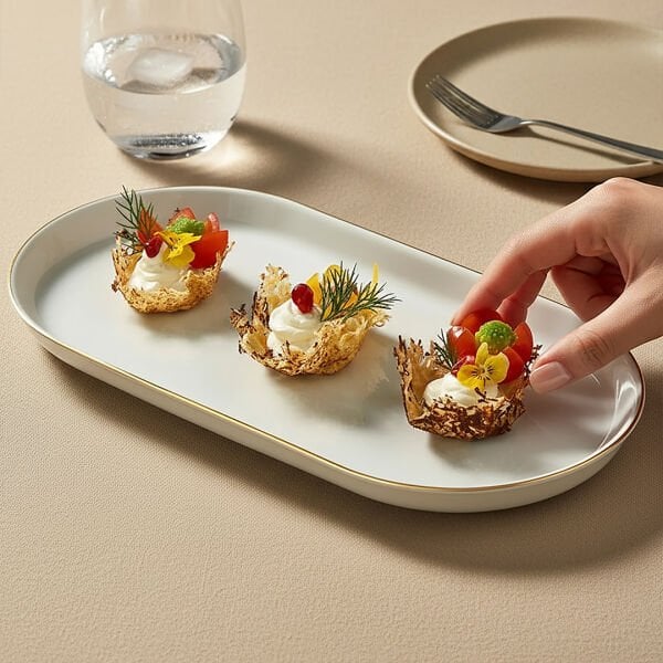 Güral Porselen Bilbao Gold Fileli Kayık Tabak 33x21 Cm