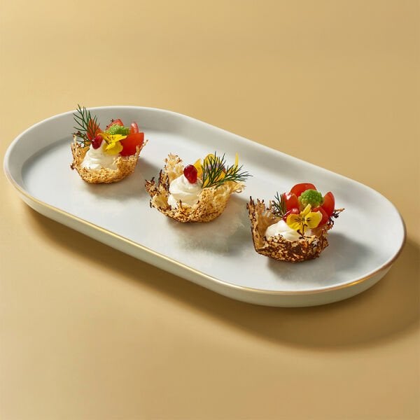 Güral Porselen Bilbao Gold Fileli Kayık Tabak 33x21 Cm