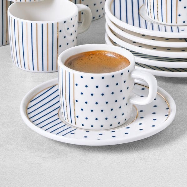 Güral Porselen Mental 12 Parça Kahve Fincan Takımı Lacivert 65481