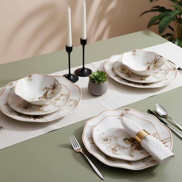 Güral Porselen Nesrin 24 Parça Yemek Seti 1891 Kahverengi