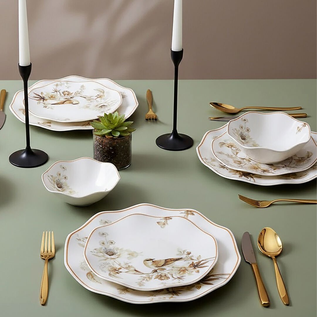 Güral Porselen Nesrin 24 Parça Yemek Seti 1891 Kahverengi