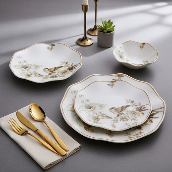 Güral Porselen Nesrin 24 Parça Yemek Seti 1891 Kahverengi