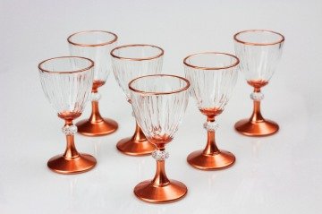 Diamond 6'lı Kahve Yanı Su Bardağı Bakır